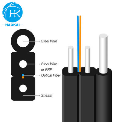 Innenraum FTTH Drop Kabel 2Kern 4Kern FRP Stahldraht FTTH Faser zum Haus