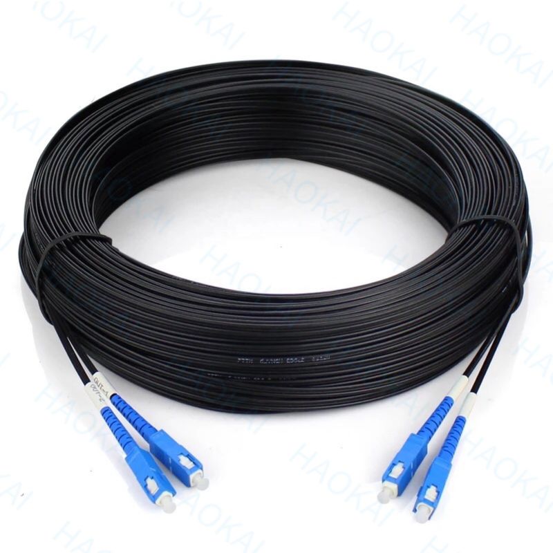 Außen FTTH Patch Cord 2Kern Stahldraht Drop Glasfaserkabel 2SC-2SC Stecker